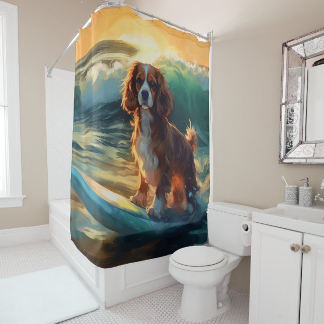 Cortina De Ducha Pintura Cavalier King Beach para surf (In situ)