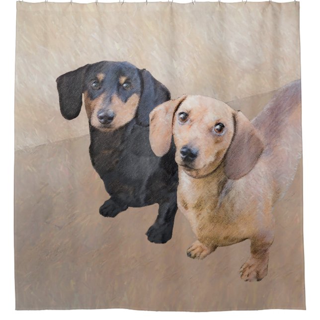 Cortina De Ducha Pintura Dachshund (suave) - Arte Perro Original (Anverso)