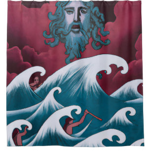 Cortina De Ducha Pintura de aceite de Crimson Neptune