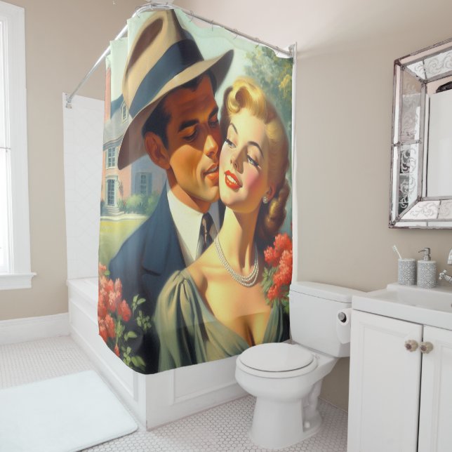 Cortina De Ducha Pintura de aceite de pareja de época (In situ)