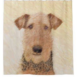 Cortina De Ducha Pintura de Airedale Terrier - Arte original y boni
