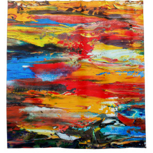 Cortina De Ducha Pintura de arte con paleta de cuchillos negros, pa