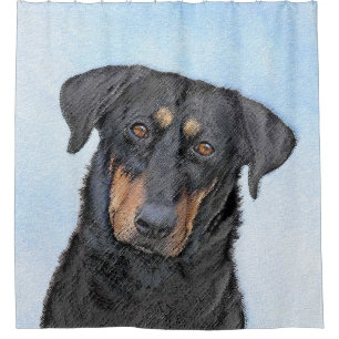 Cortina De Ducha Pintura de Beauceron - Arte de perros original y b