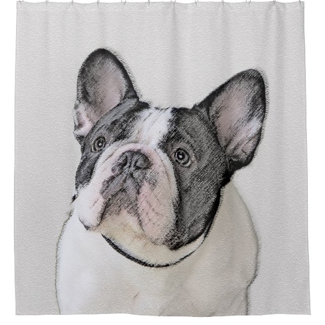 Cortina De Ducha Pintura de Bulldog francés (Brindle Pied) - Arte d (Anverso)