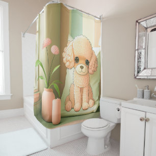 Cortina De Ducha Pintura de cachorro de perro de carabina adorable 