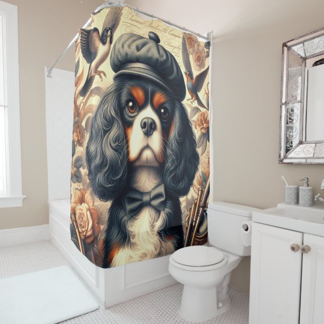 Cortina De Ducha Pintura de Cavalier King Charles Spaniel (In situ)