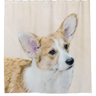 Cortina De Ducha Pintura de Corgi galés de Pembroke - Arte Perro Or