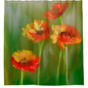 Cortina De Ducha Pintura de Digitaces - amapolas rojas