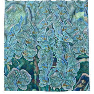 Cortina De Ducha Pintura de flores de orquídea azul púrpura lindo
