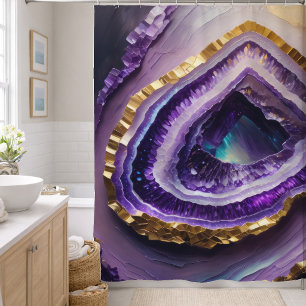 Cortina De Ducha Pintura de Geode de Gemstone Púrpura