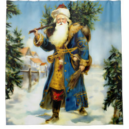 Cortina De Ducha Pintura de la Navidad de un padre vintage