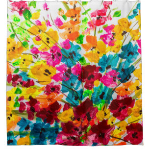 Cortina De Ducha pintura de la textura de las flores, pintura fl br