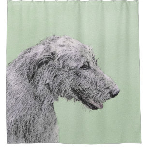 Cortina De Ducha Pintura de lobo irlandesa - Arte de perro original