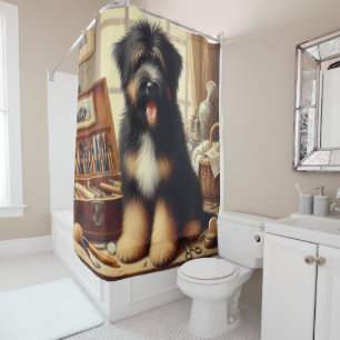 Cortina De Ducha Pintura de perro de Briard