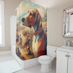 Cortina De Ducha Pintura de perro de Coonhound vintage