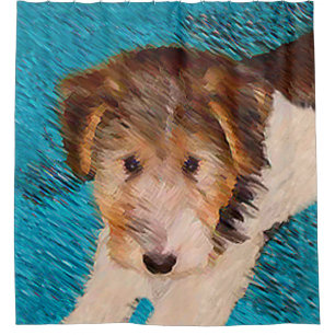 Cortina De Ducha Pintura de pipa de Fox Terrier - Arte Perro Origin
