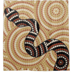 Cortina De Ducha Pintura de punto de serpiente aborigen