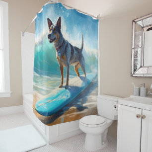 Cortina De Ducha Pintura de surf Blue Heeler Beach