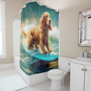 Cortina De Ducha Pintura de surf Cocker Spaniel Beach