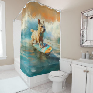 Cortina De Ducha Pintura de surf de Biewer Terrier Beach