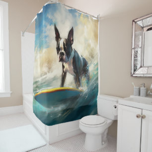 Cortina De Ducha Pintura de surf en Boston Terrier Beach