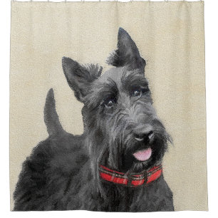 Cortina De Ducha Pintura de terrorífico escocés - Arte de perro o