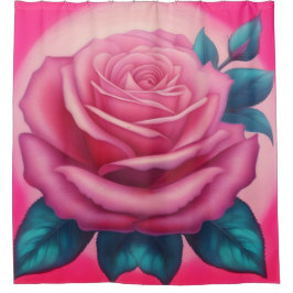 Cortina De Ducha Pintura de una rosa rosa rosa de neón