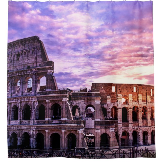 Cortina De Ducha Pintura del Coliseo en Roma al atardecer (Anverso)