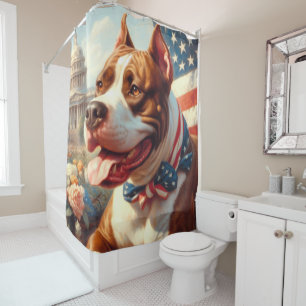 Cortina De Ducha Pintura del Viejo Toro Terrier Americano