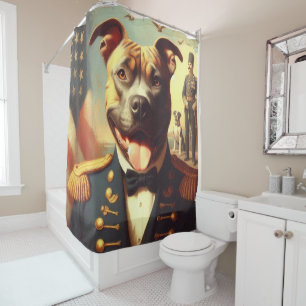 Cortina De Ducha Pintura del Viejo Toro Terrier Americano