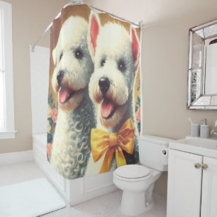 Cortina De Ducha Pintura del Vintage Bedlington Terrier