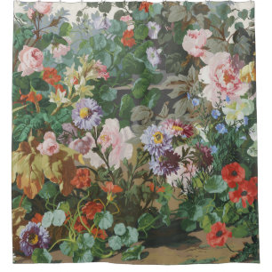 Cortina De Ducha Pintura floral de flores coloridas vintage bonitas