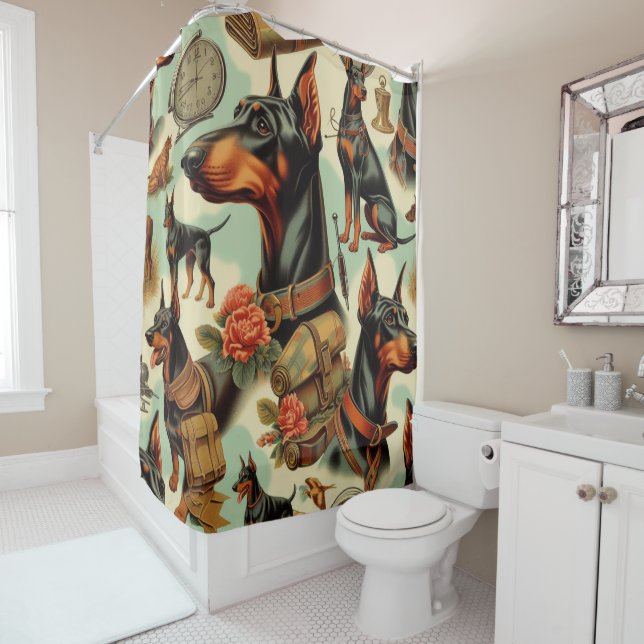 Cortina De Ducha Pintura inmaculada Doberman (In situ)