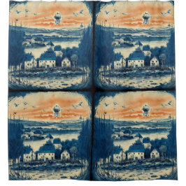 Cortina De Ducha Pintura náutica de aceite para los paisajes marino