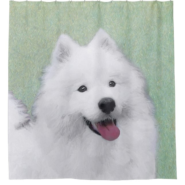 Cortina De Ducha Pintura Samoyed - Arte Perro Original Cuto (Anverso)