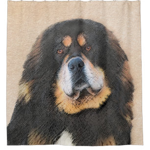 Cortina De Ducha Pintura tibetana de escaramuzas - Arte de perros o