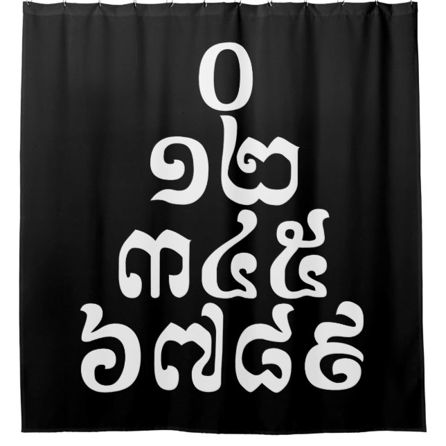 Cortina De Ducha Pirámide de números camboyanos - 0 12 345 6789 Jem (Anverso)