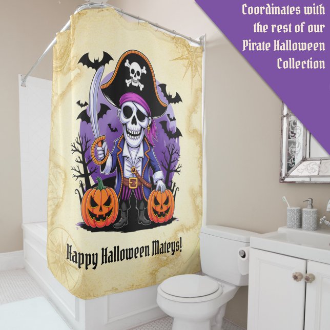 Cortina De Ducha Pirata Skeleton Feliz Halloween Mateys (Subido por el creador)