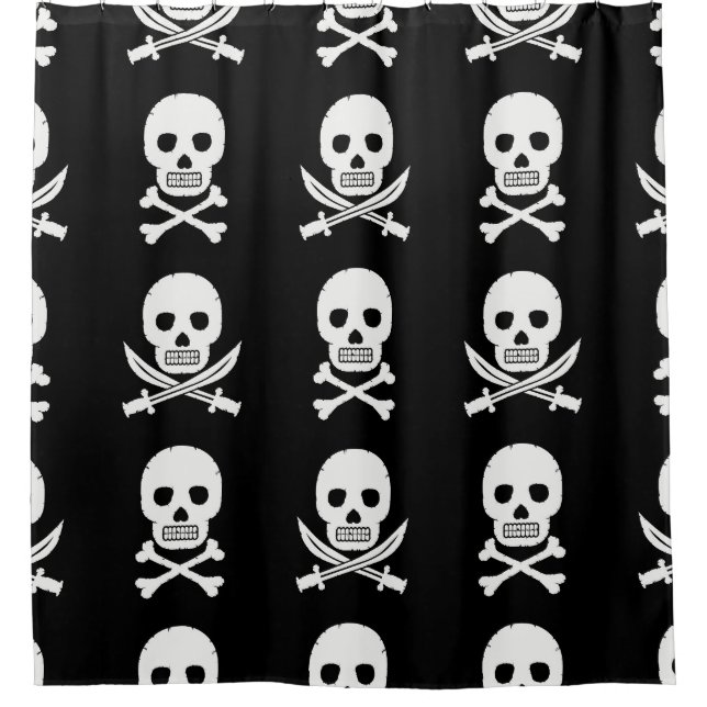 Cortina De Ducha Pirata Skulls Crossbone Seless Pattern (Anverso)