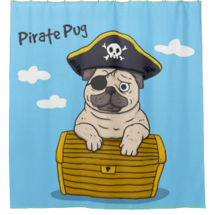 Cortina De Ducha Pirate Pug