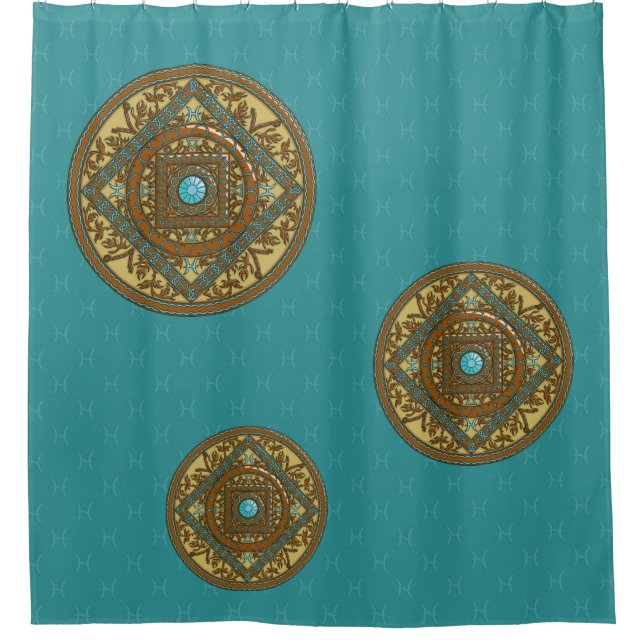 Cortina de ducha Pisces Mandala (Anverso)