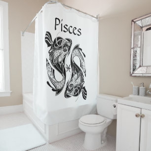 Cortina De Ducha Pisces the Fish Zodiac Symbol and Sign