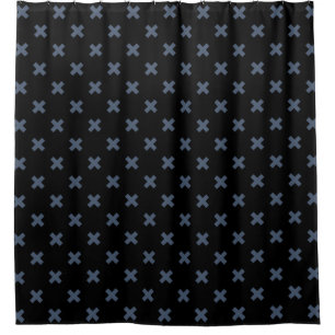 Cortina De Ducha Pisos cruzados de color azul-gris sobre negro