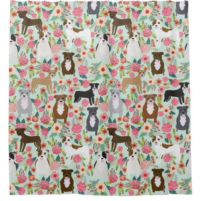 Cortina de ducha Pitbull Florals (Anverso)