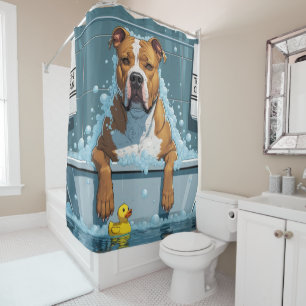 Cortina De Ducha Pitbull Perezoso Dormilón Lindo Divertido