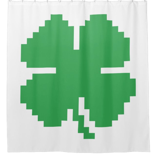 Cortina De Ducha Pixel Lucky Four Leaf Clover de 8 bits (Anverso)