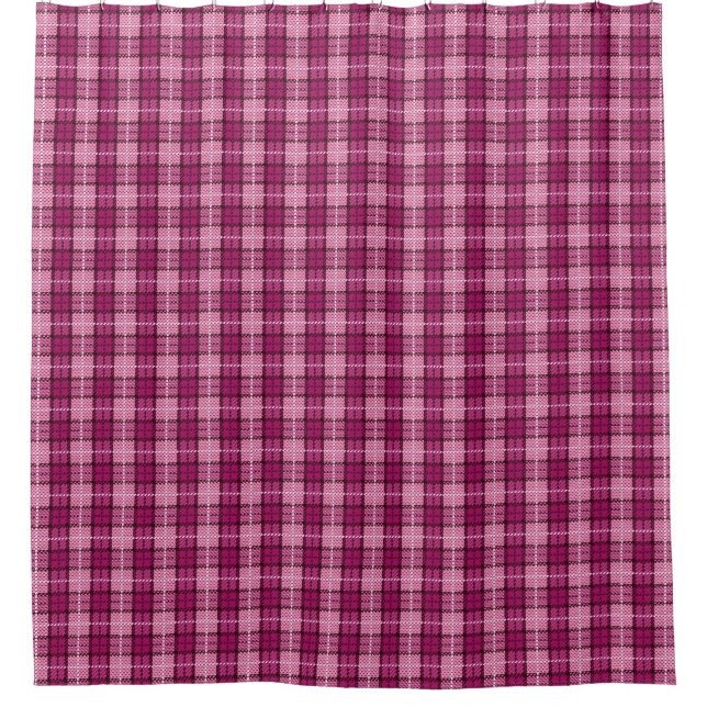 Cortina De Ducha Pixel Plaid_Magenta-Black (Anverso)