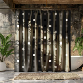 Cortina De Ducha Píxeles juguetones Comprobar patrón negro gris