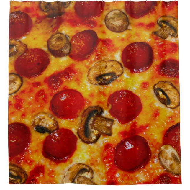 Cortina De Ducha Pizza de pepperoni y champiñones (Anverso)