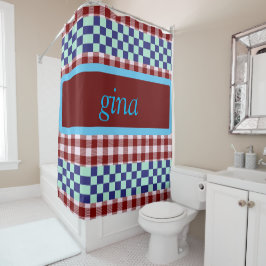 Cortina De Ducha Plaid Gingham Personalizado